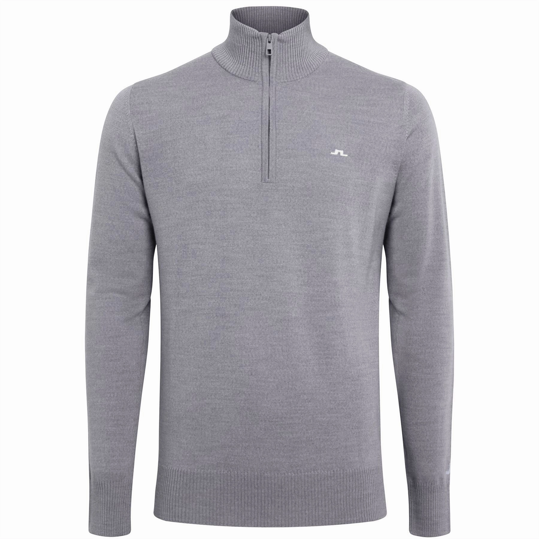 Kian Zipped Golf Sweater Grey Melange J.Lindeberg Golfwear for Men