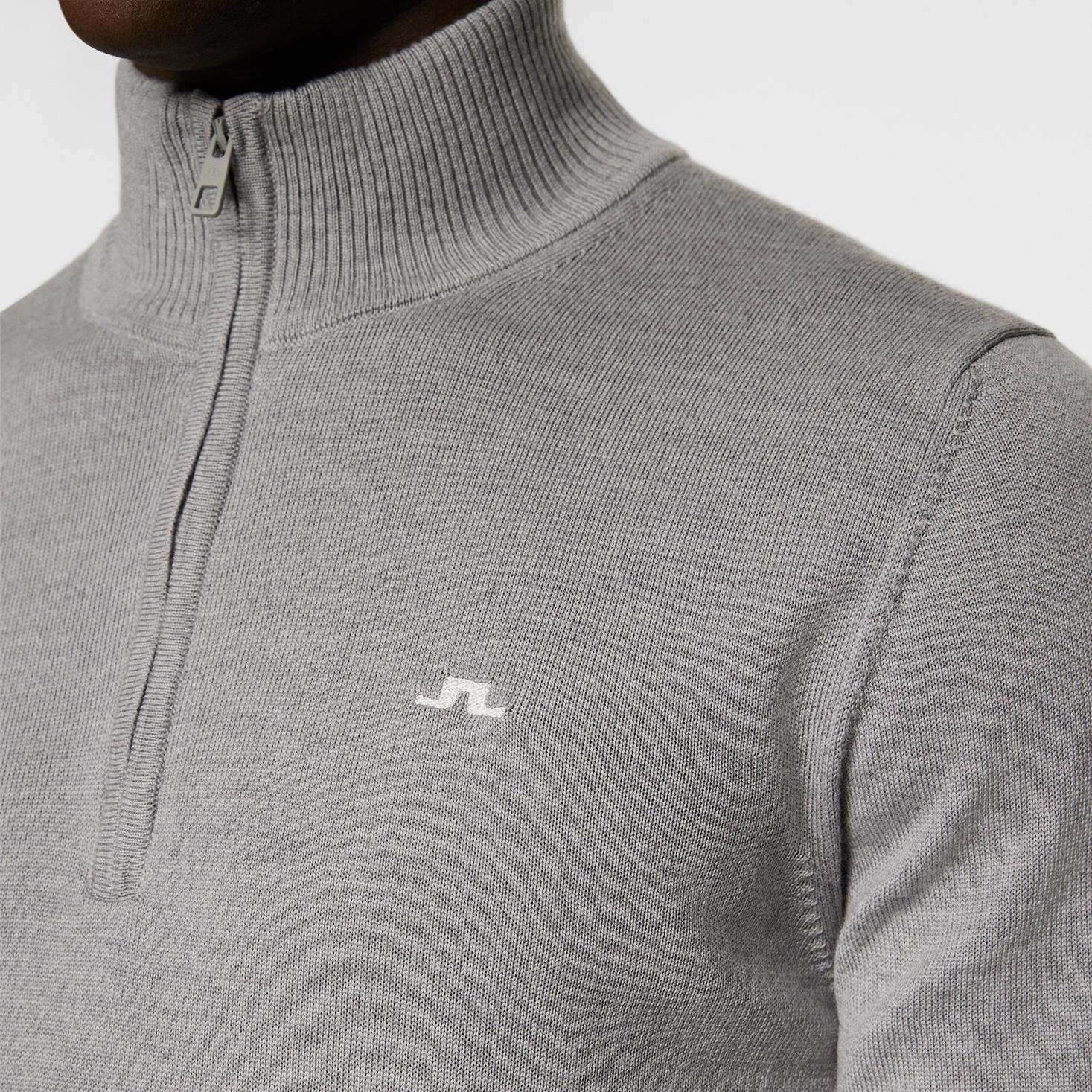 Kian Zipped Golf Sweater Grey Melange J.Lindeberg Golfwear for Men