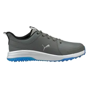 Kickstart PUMA Grip Fusion Pro 3.0 Spikeless Golf Shoes Quiet Shade/Silver/Ibiza Blue - 21 Men Freedom Walk Trail Running Shoes, Arch-Friendly Footwear, Smooth Finish Shoes