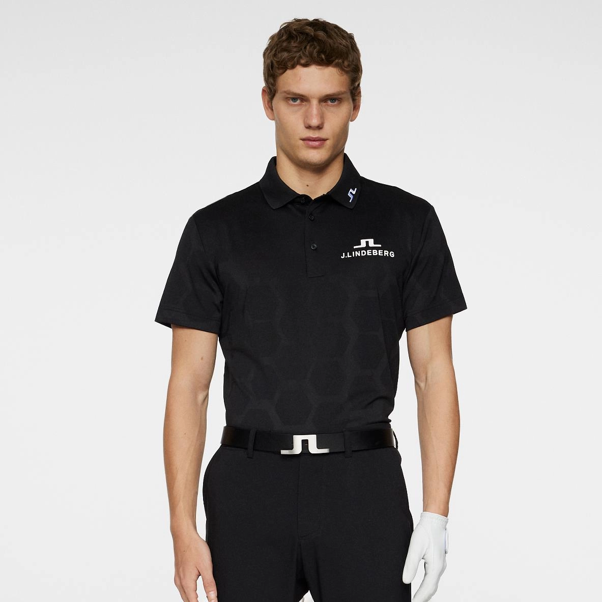 KV Tour Mesh Golf Polo Causeway Black J.Lindeberg Golfwear for Men