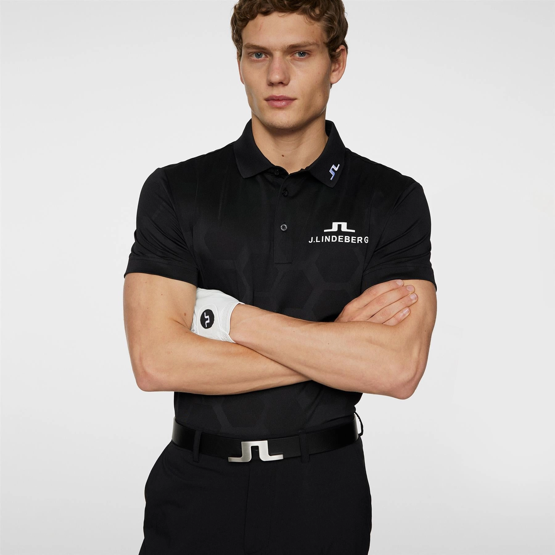 KV Tour Mesh Golf Polo Causeway Black J.Lindeberg Golfwear for Men