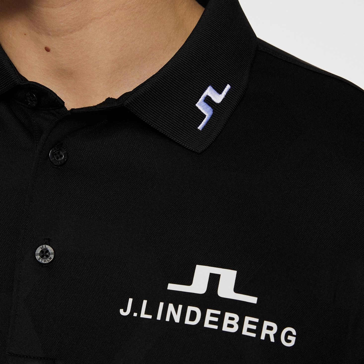 KV Tour Mesh Golf Polo Causeway Black J.Lindeberg Golfwear for Men