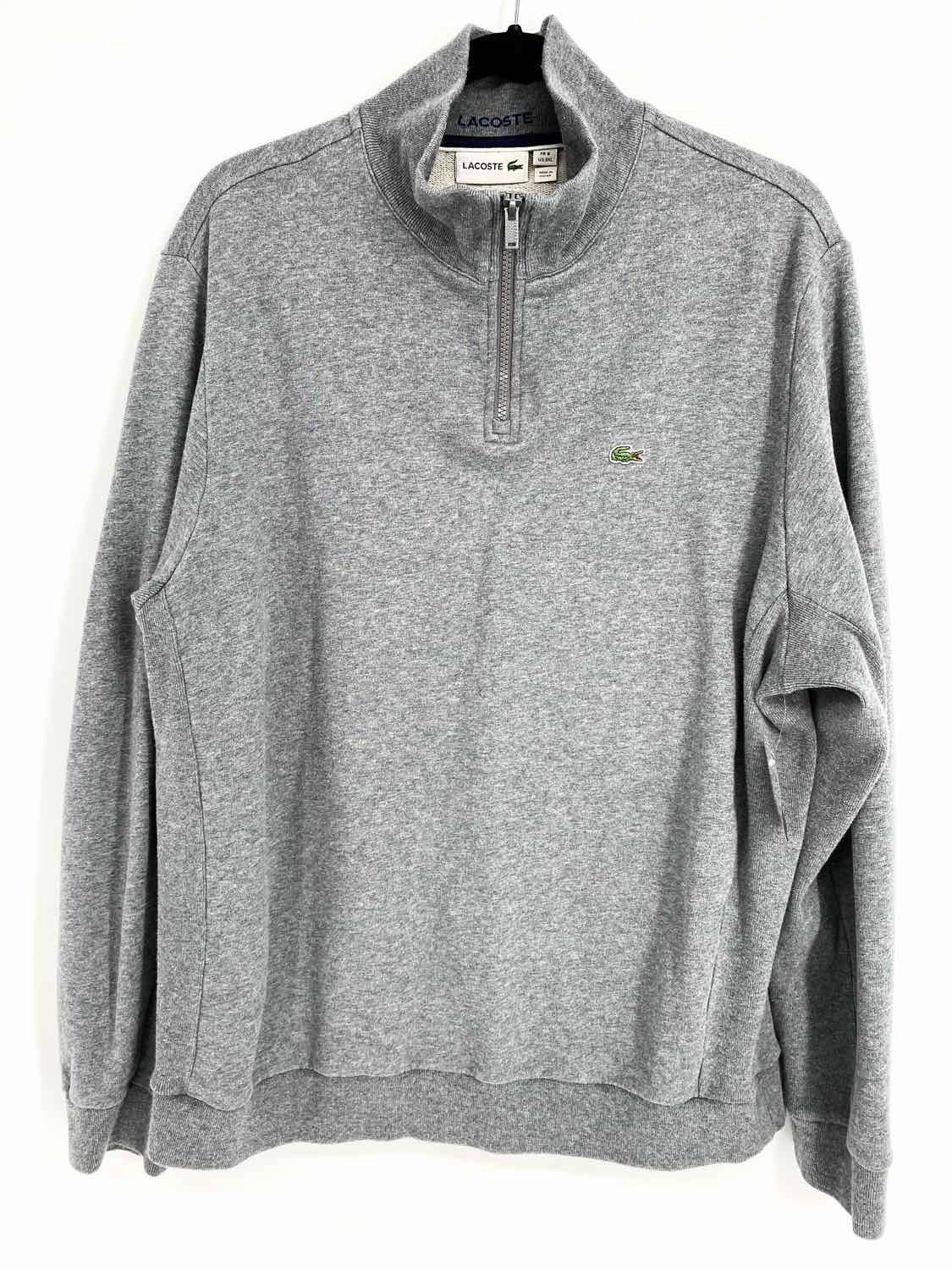 Lacoste Men's Gray Heather 1/4 zip Size 3XL Sweater