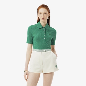 Lacoste Women's Short Sleeved Ribbed Collar Shirt