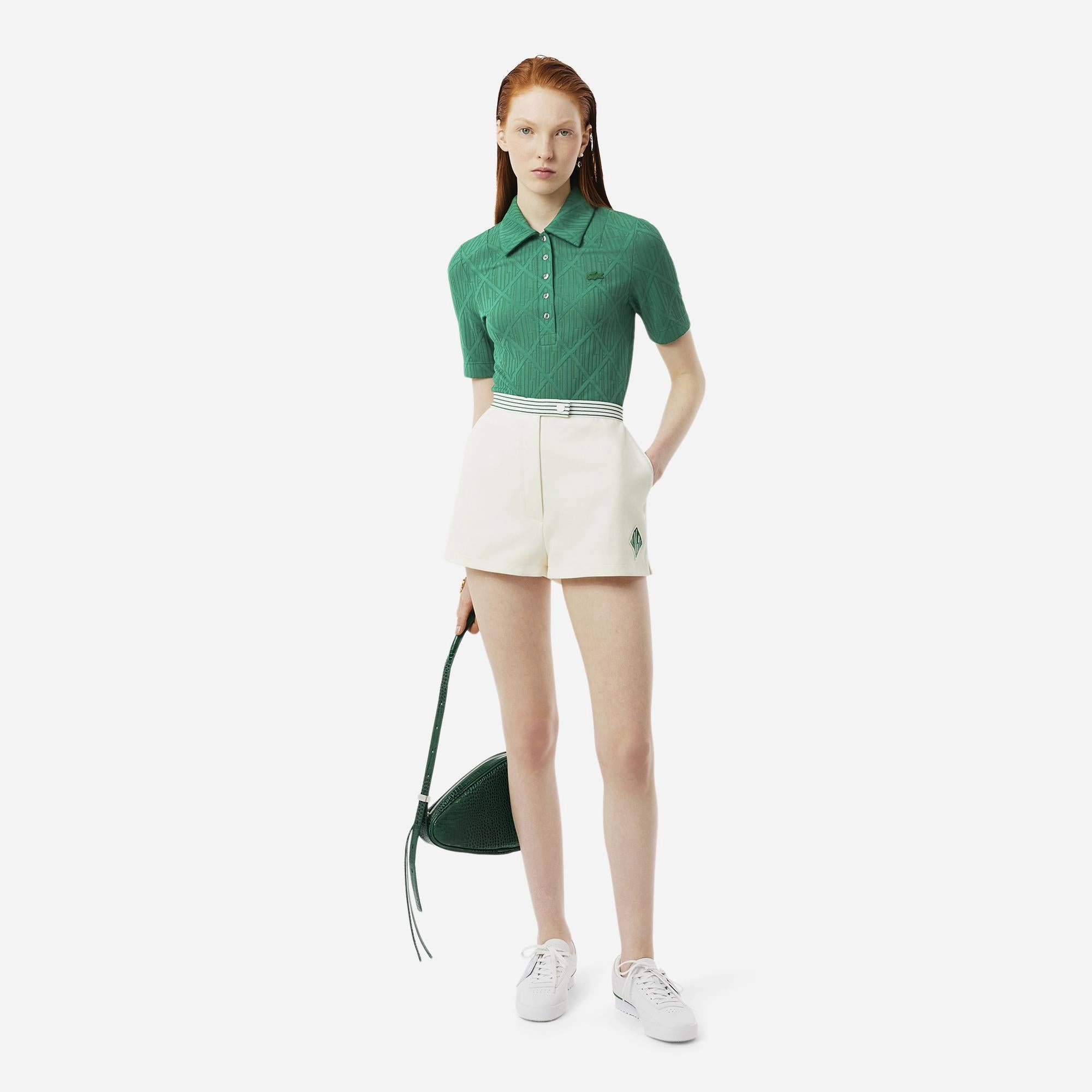 Lacoste Women's Short Sleeved Ribbed Collar Shirt