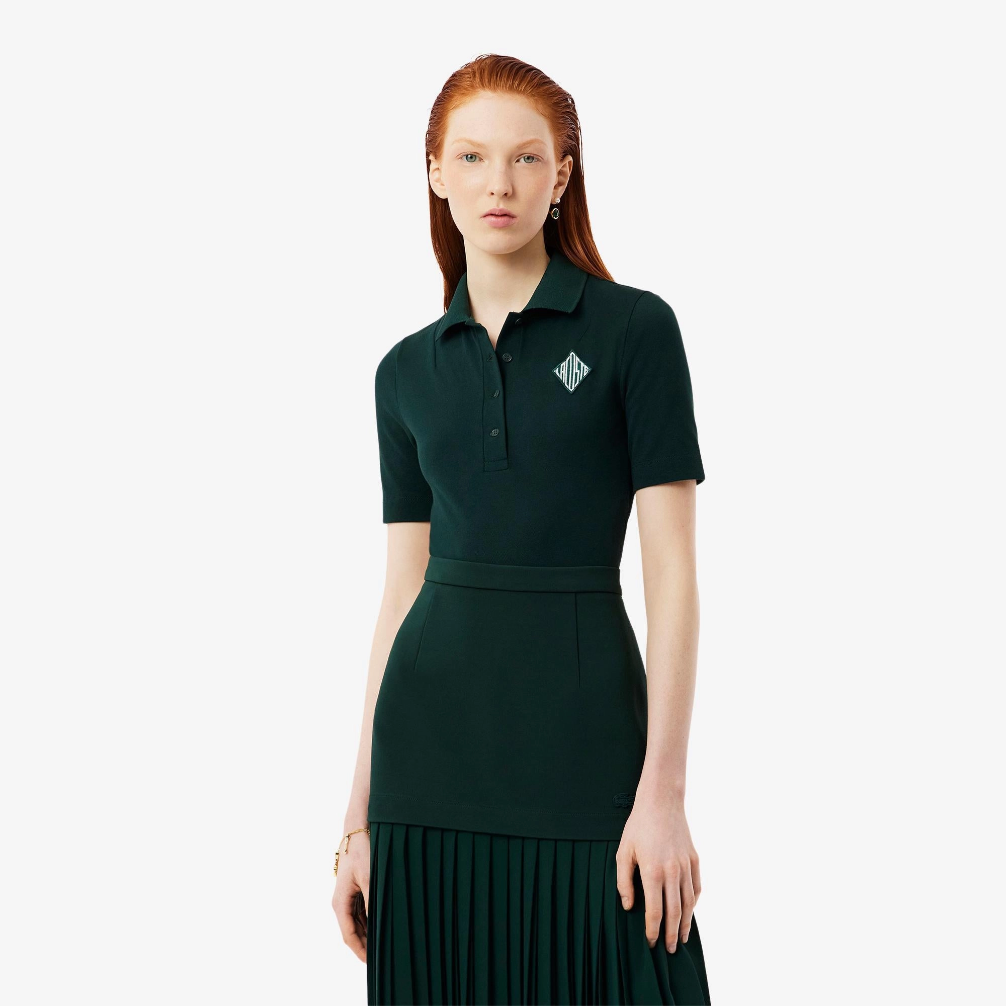 Lacoste Women's Short Sleeved Ribbed Collar Shirt