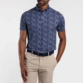 Lance Printed Polo Atlanta Blue/White Kjus men's performance outerwear