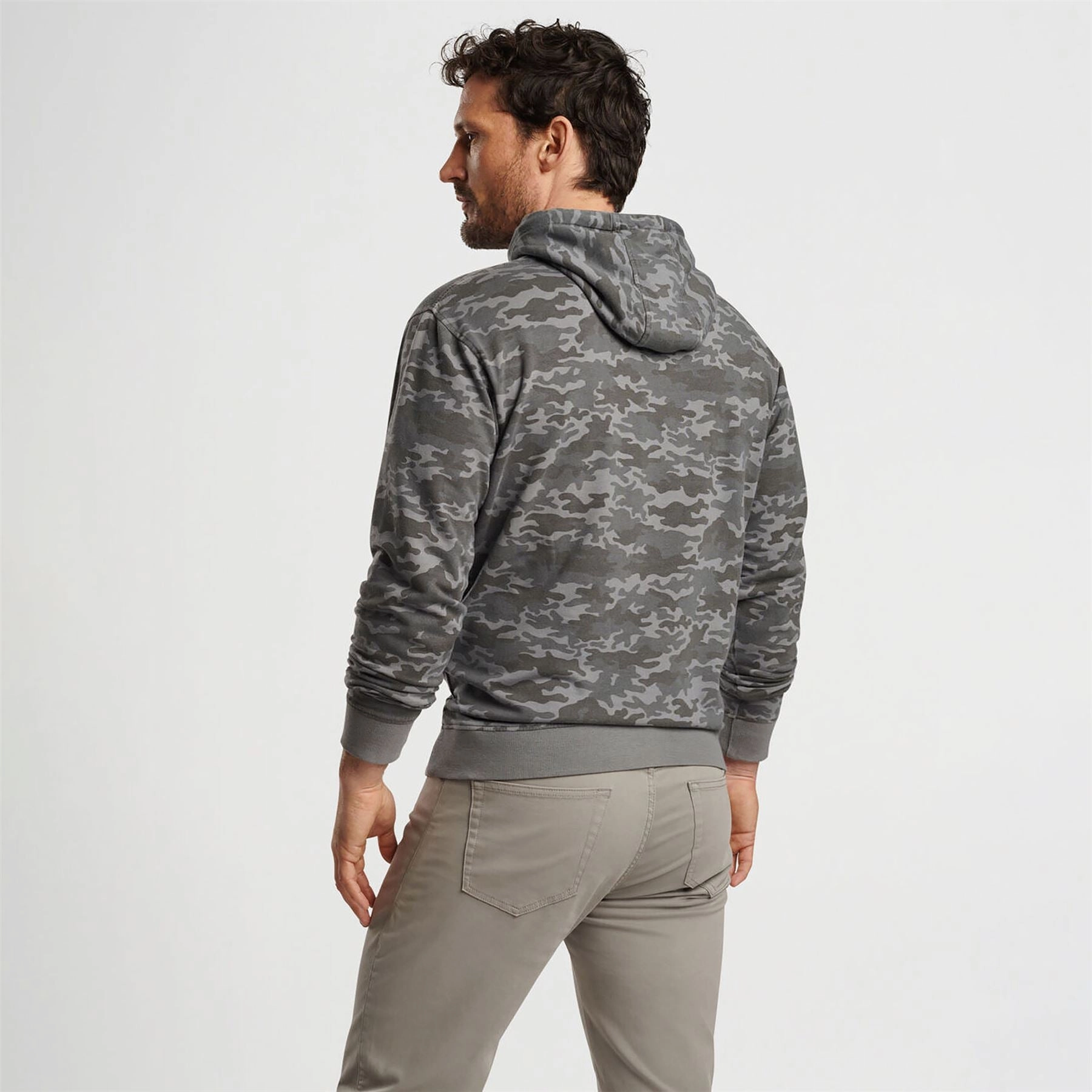 Lava Wash Camo Printed Hoodie Gale Grey Peter Millar Menswear Collection
