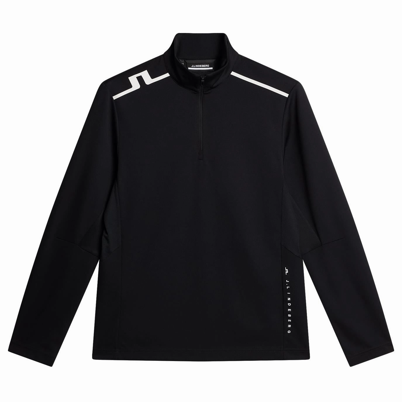 Leon Quarter Zip Mid Layer Black J.Lindeberg Golfwear for Men