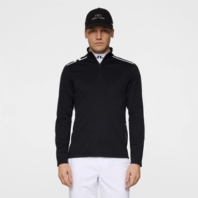 Leon Quarter Zip Mid Layer Black Premium J.Lindeberg menswear