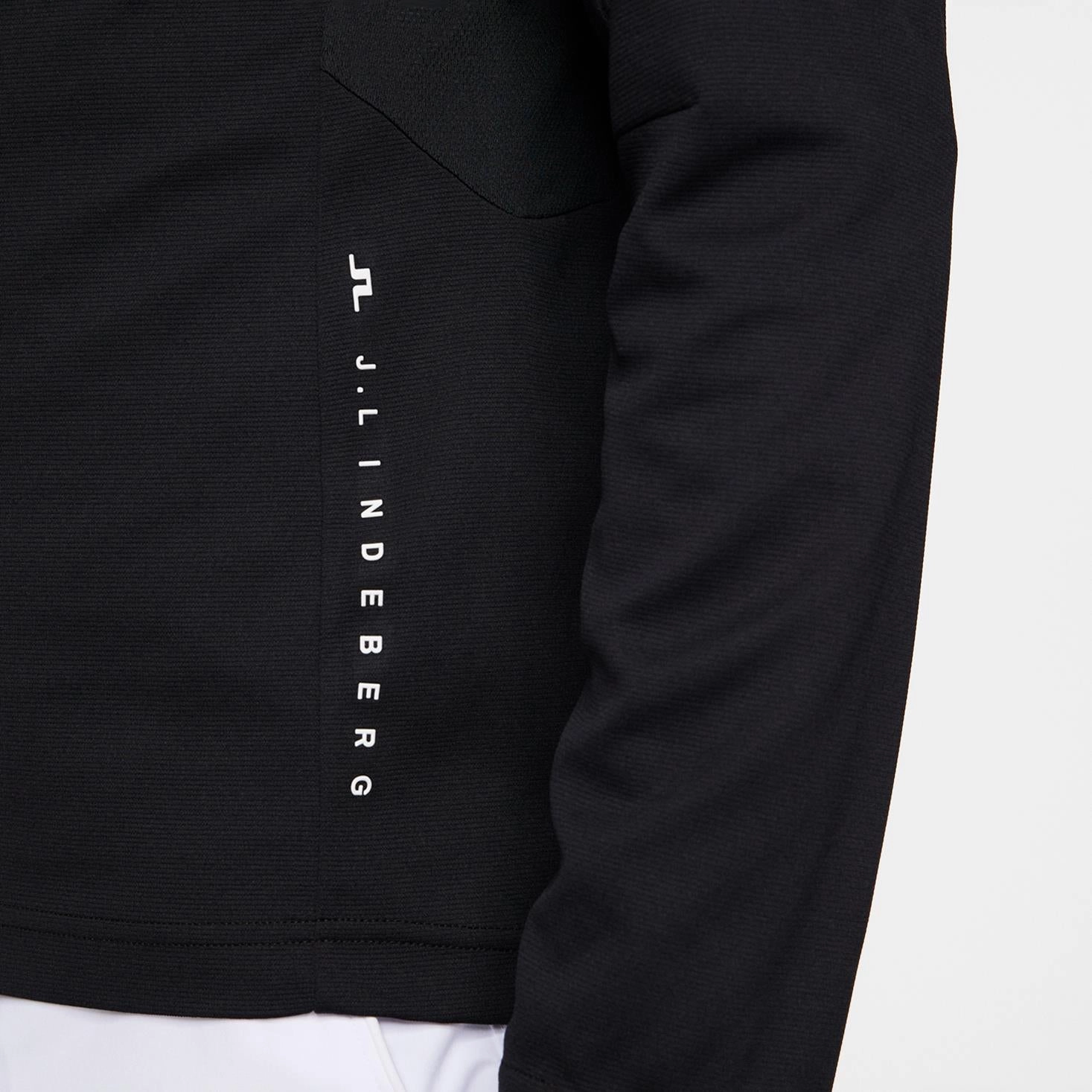 Leon Quarter Zip Mid Layer Black J.Lindeberg Golfwear for Men