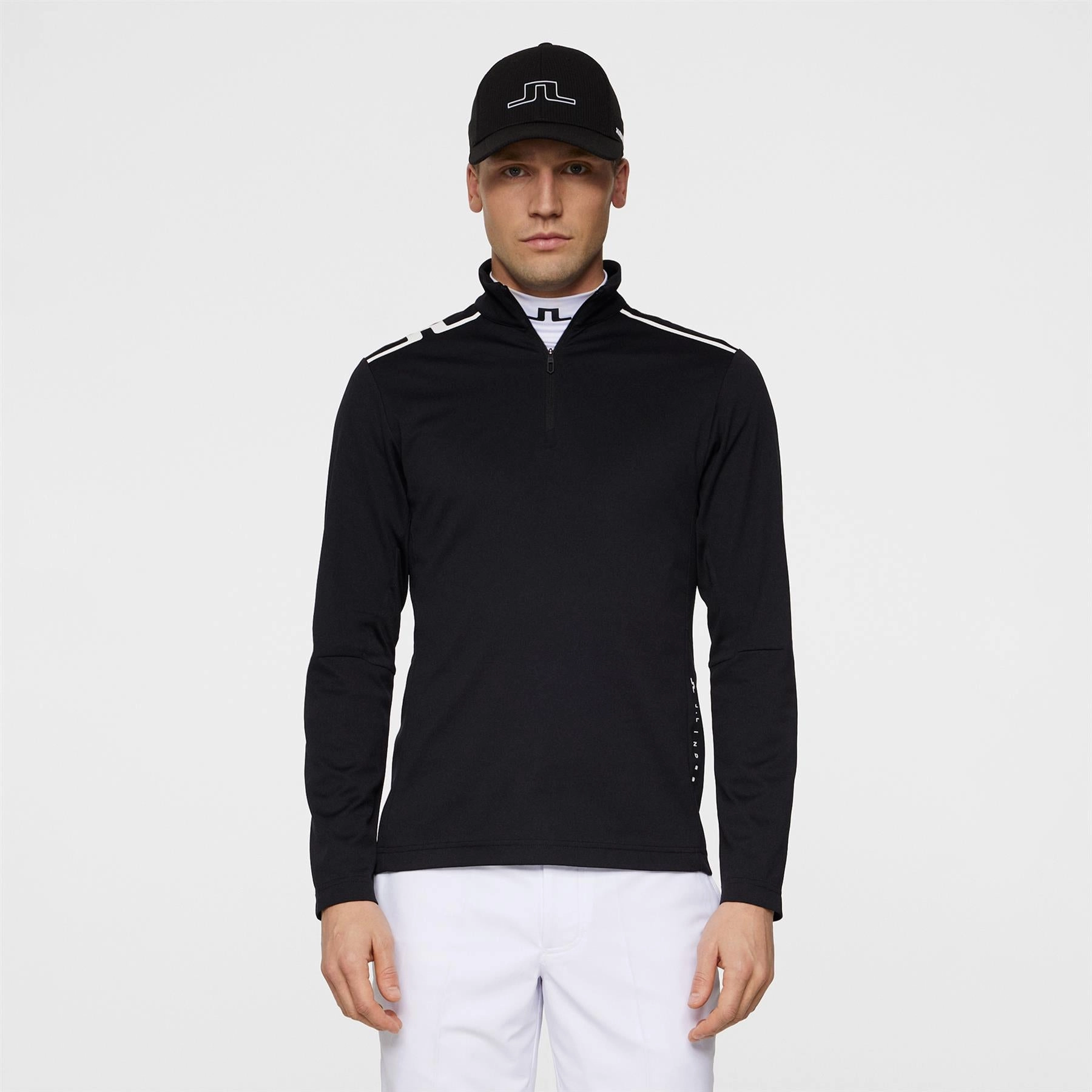 Leon Quarter Zip Mid Layer Black Premium J.Lindeberg menswear