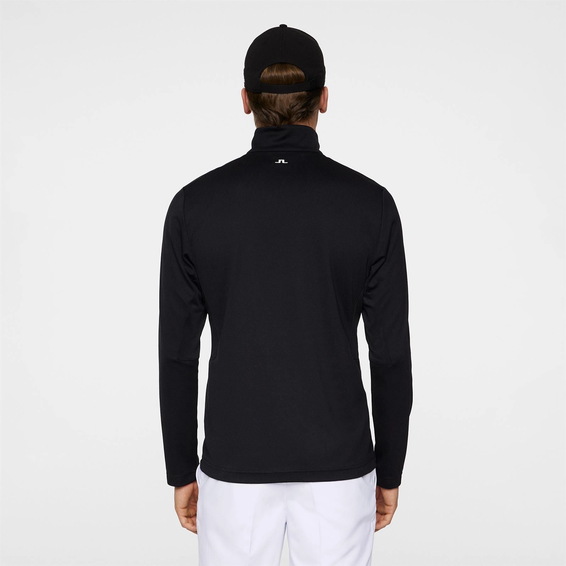 Leon Quarter Zip Mid Layer Black J.Lindeberg Golfwear for Men