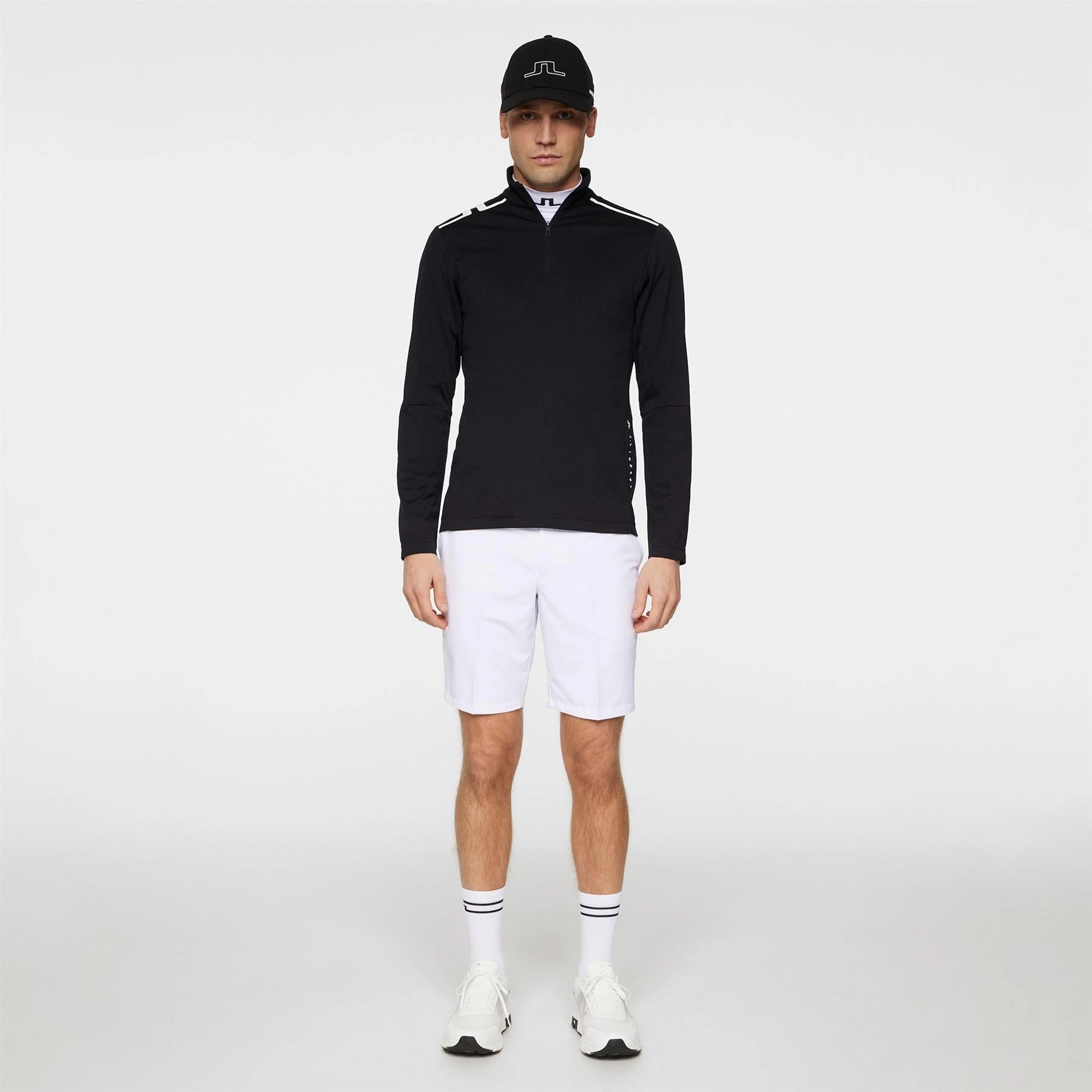 Leon Quarter Zip Mid Layer Black J.Lindeberg Golfwear for Men