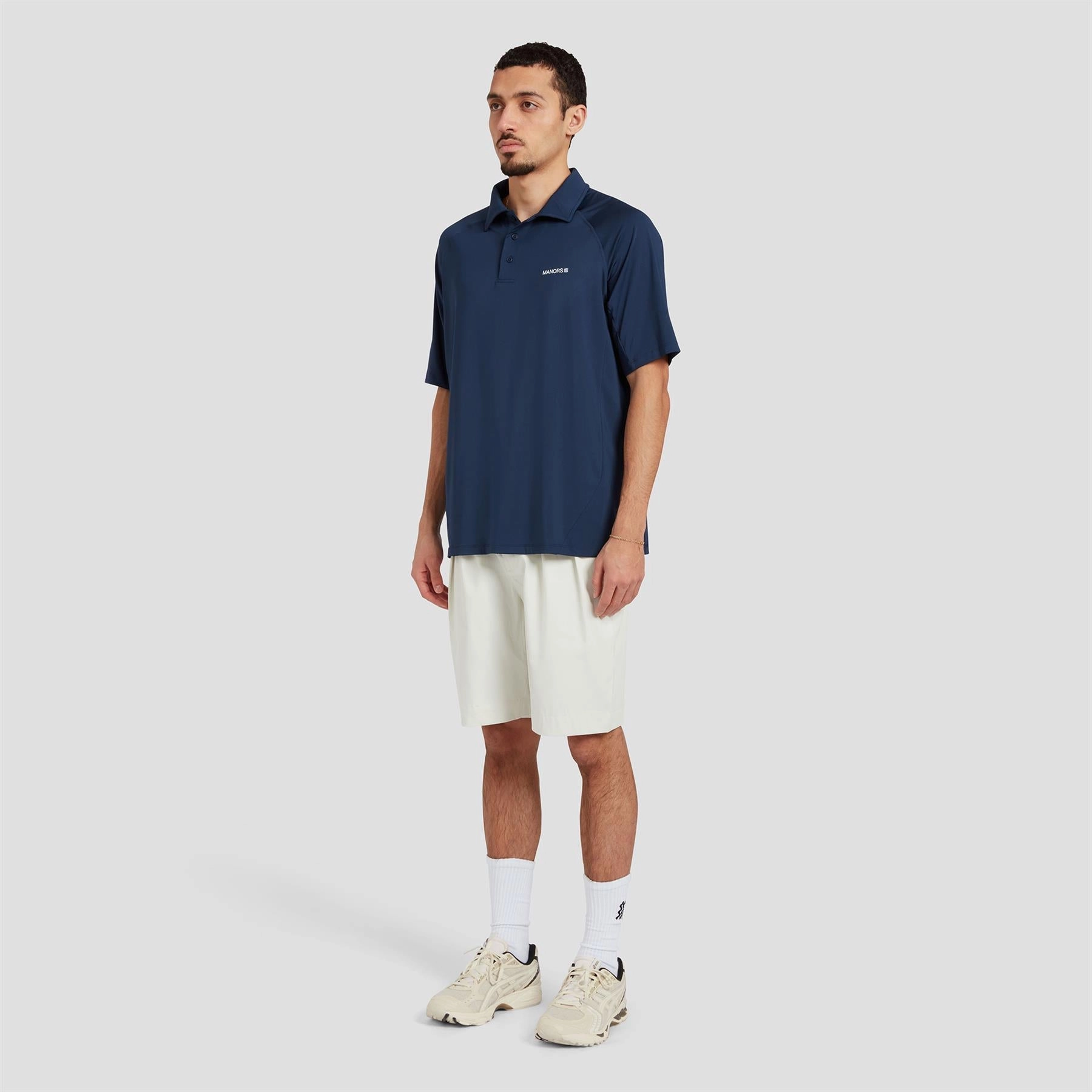 Lightweight Polo Navy Manors mens classic apparel