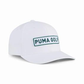 Looper Golf Hat White Glow/Dark Myrtle Puma men's athletic clothing