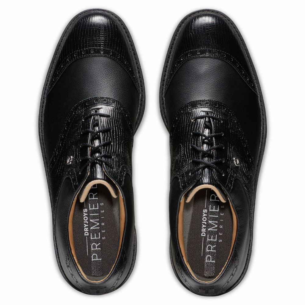 FootJoy Premiere Series - Wilcox Golf Shoes Black/Lizard Print - 24 Men Footbed Sandals, Quick Dry Shoes