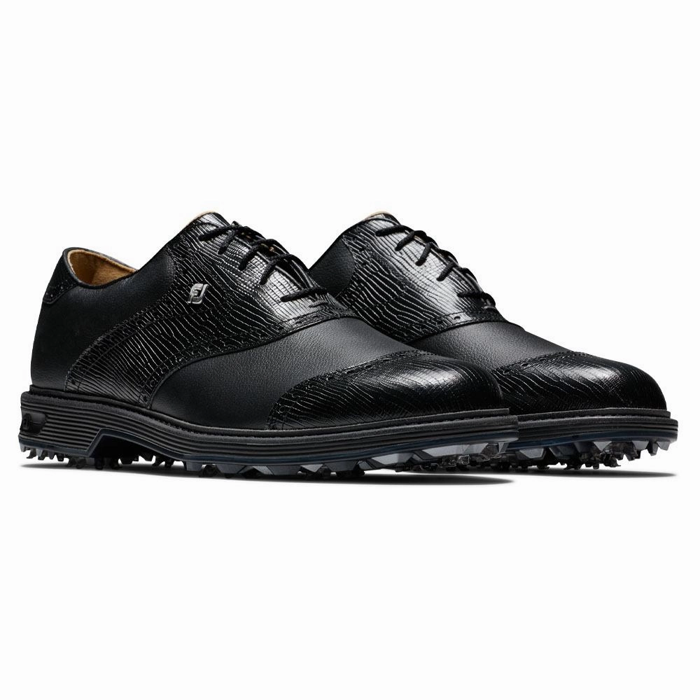 Running-Inspired Shoes FootJoy Premiere Series - Wilcox Golf Shoes Black/Lizard Print - 24 Men