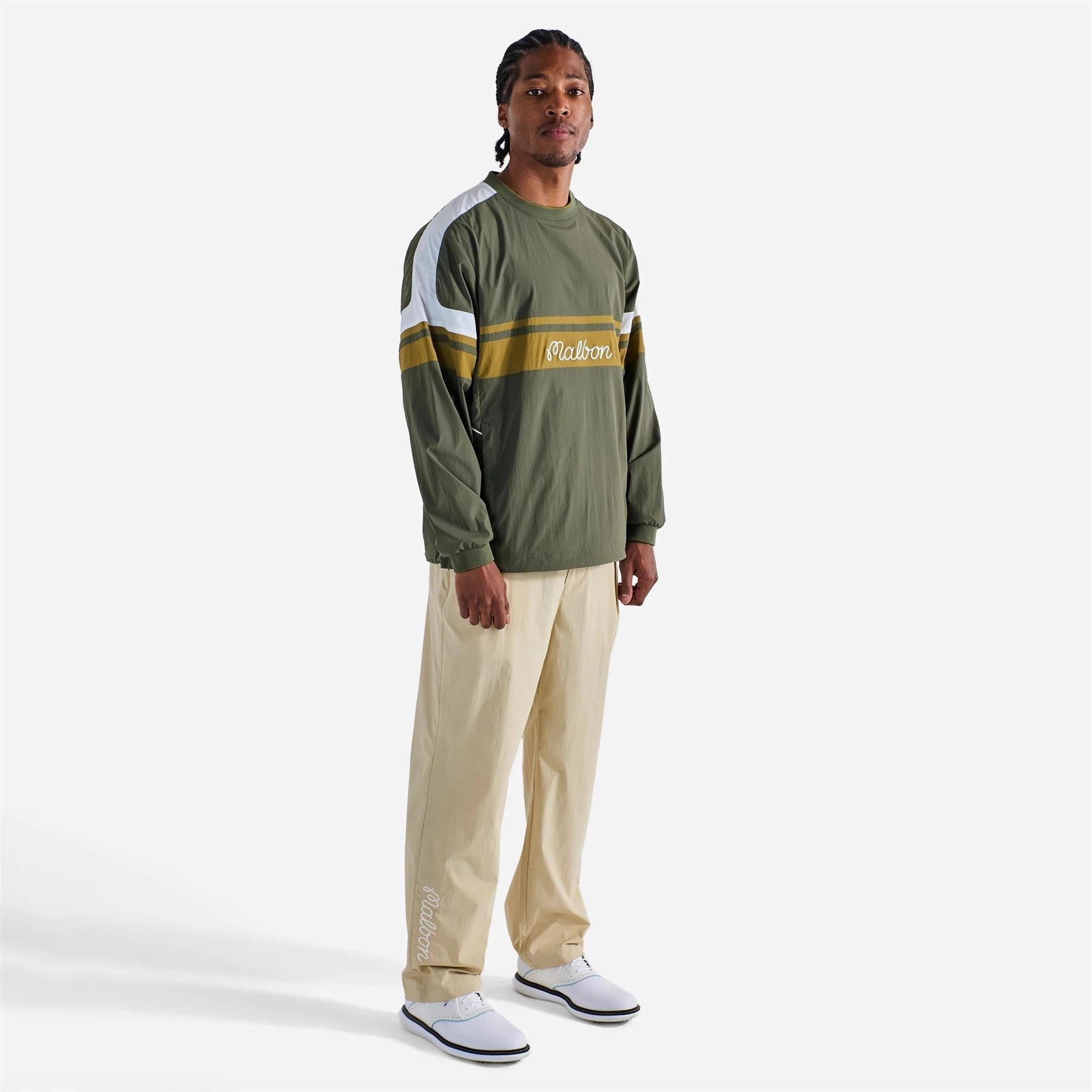 Magnolia Pleated Trousers Khaki Malbon Men's Golf Lifestyle Wear