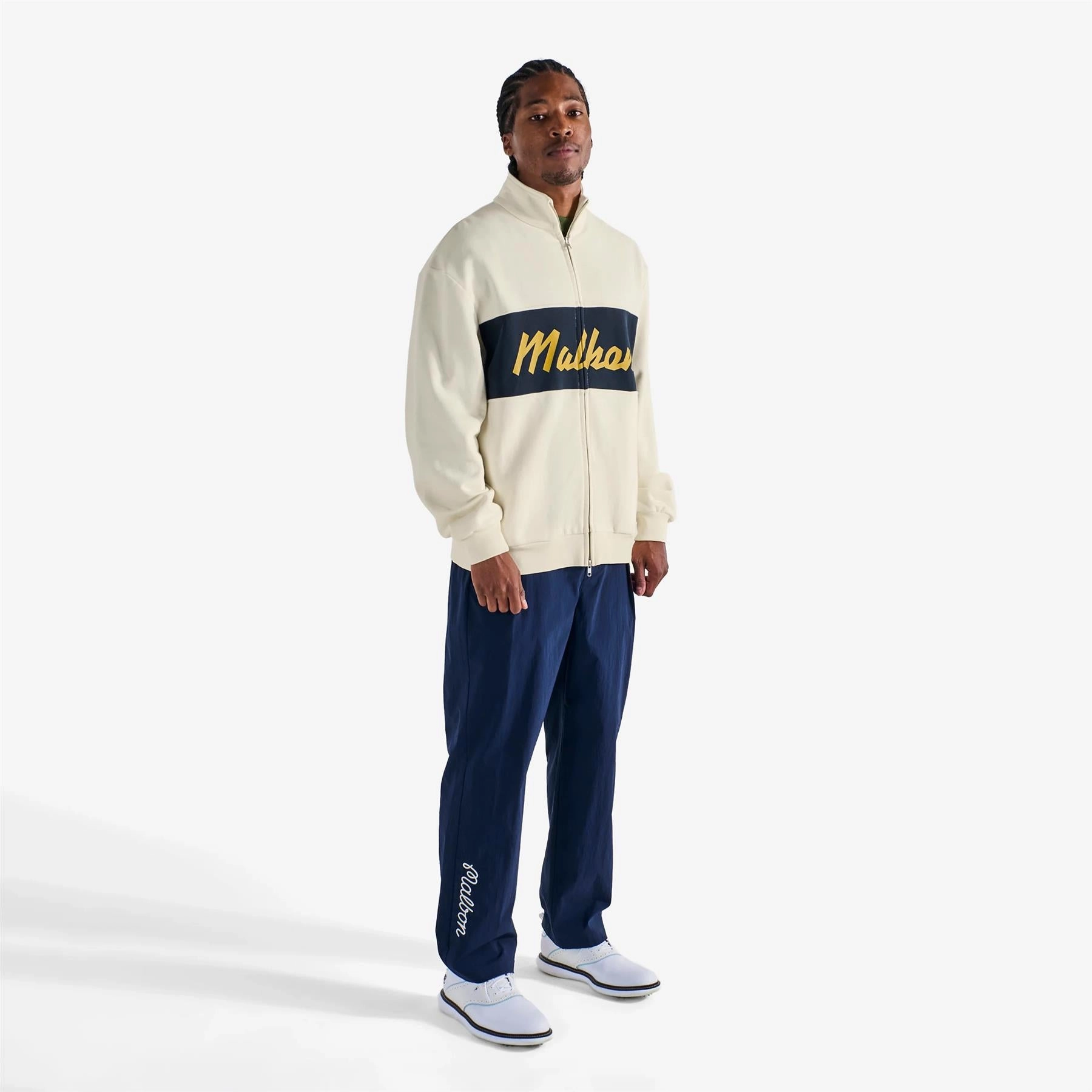 Magnolia Pleated Trousers Navy Malbon Men's Golf Lifestyle Wear
