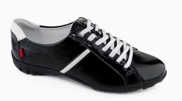 Marc Joseph Albany Golf Shoe - Black & White Patent women's classic golf shoes