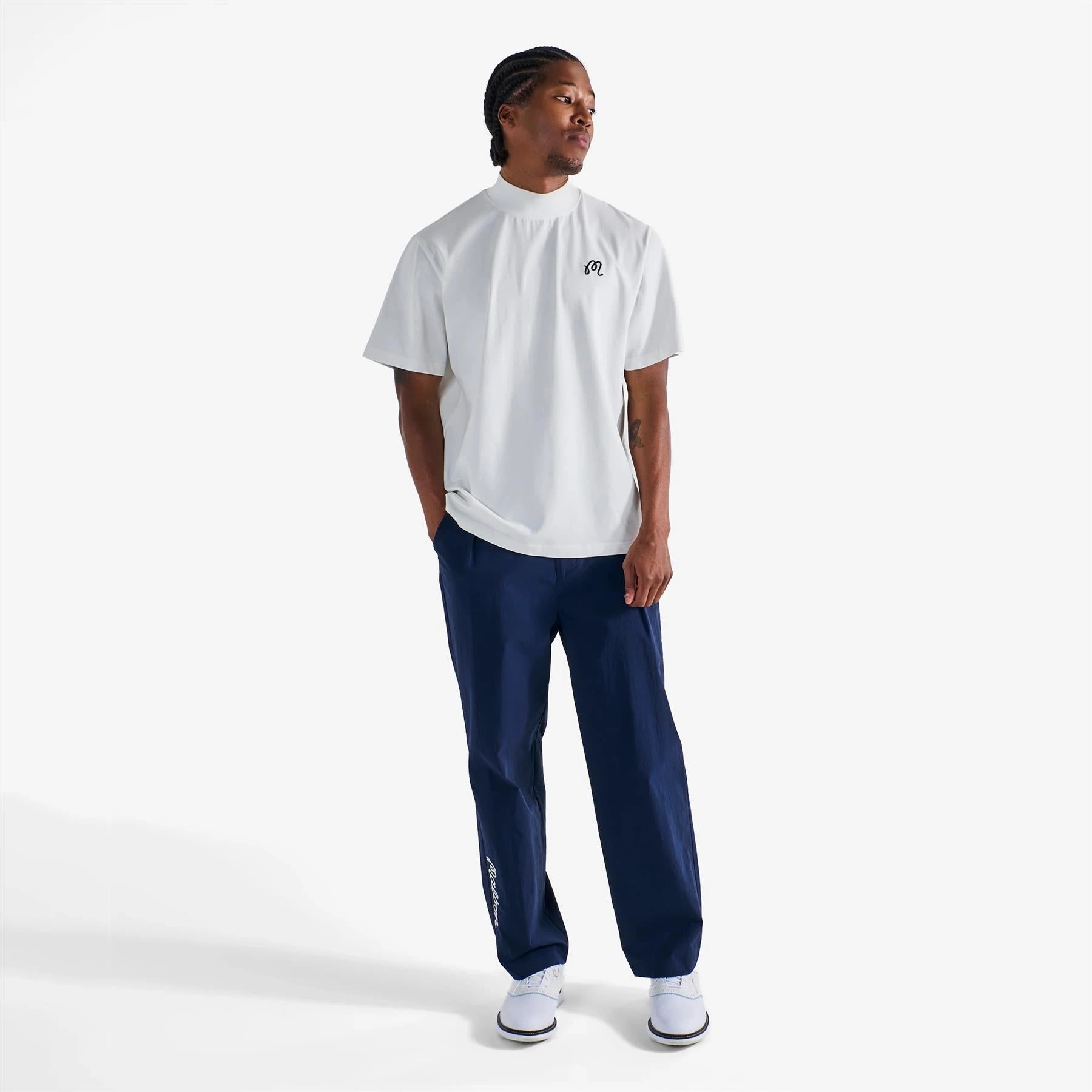 Mare Mockneck T-Shirt White Malbon Men's Golf Lifestyle Wear