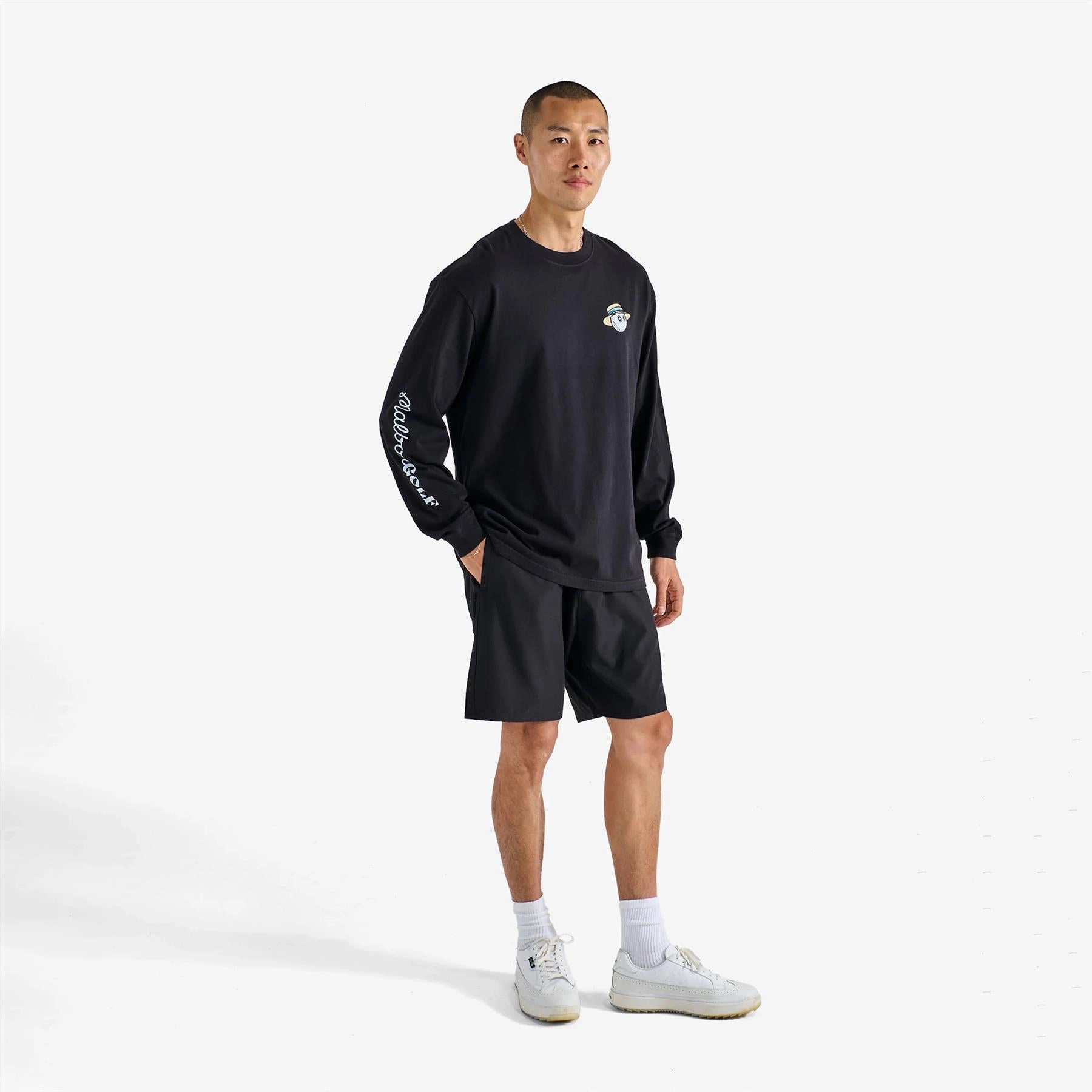 Marina LS T-Shirt Black Malbon Men's Golf Lifestyle Wear