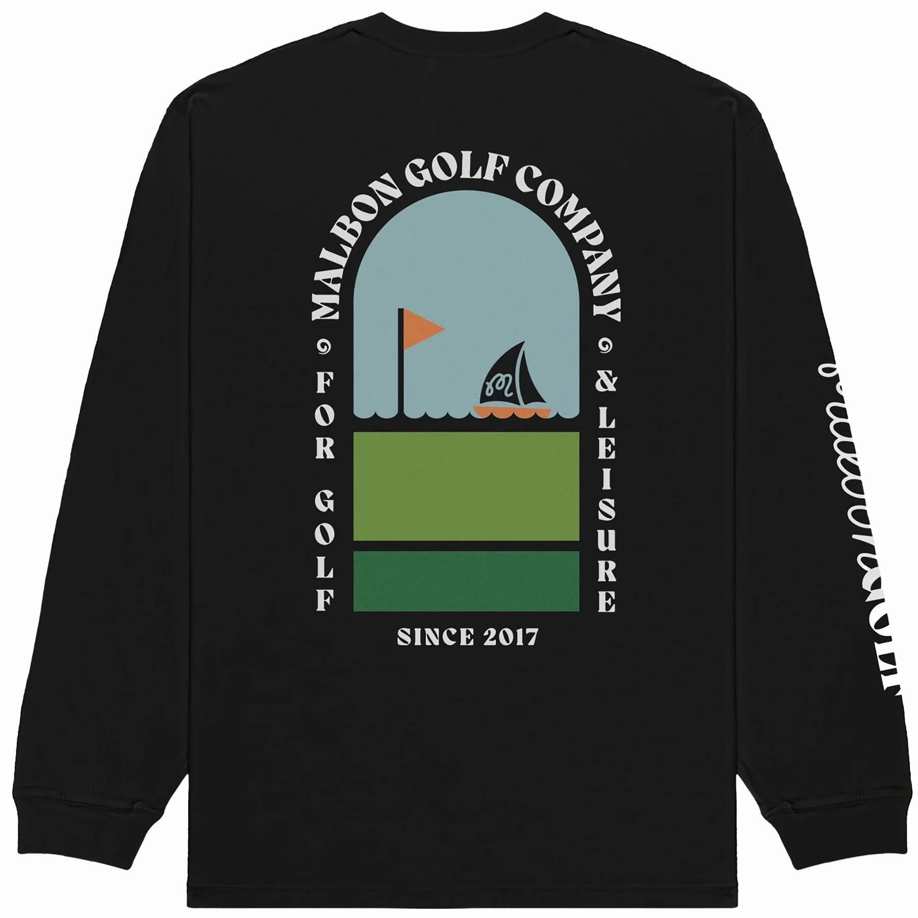 Marina LS T-Shirt Black Malbon Men's Golf Lifestyle Wear