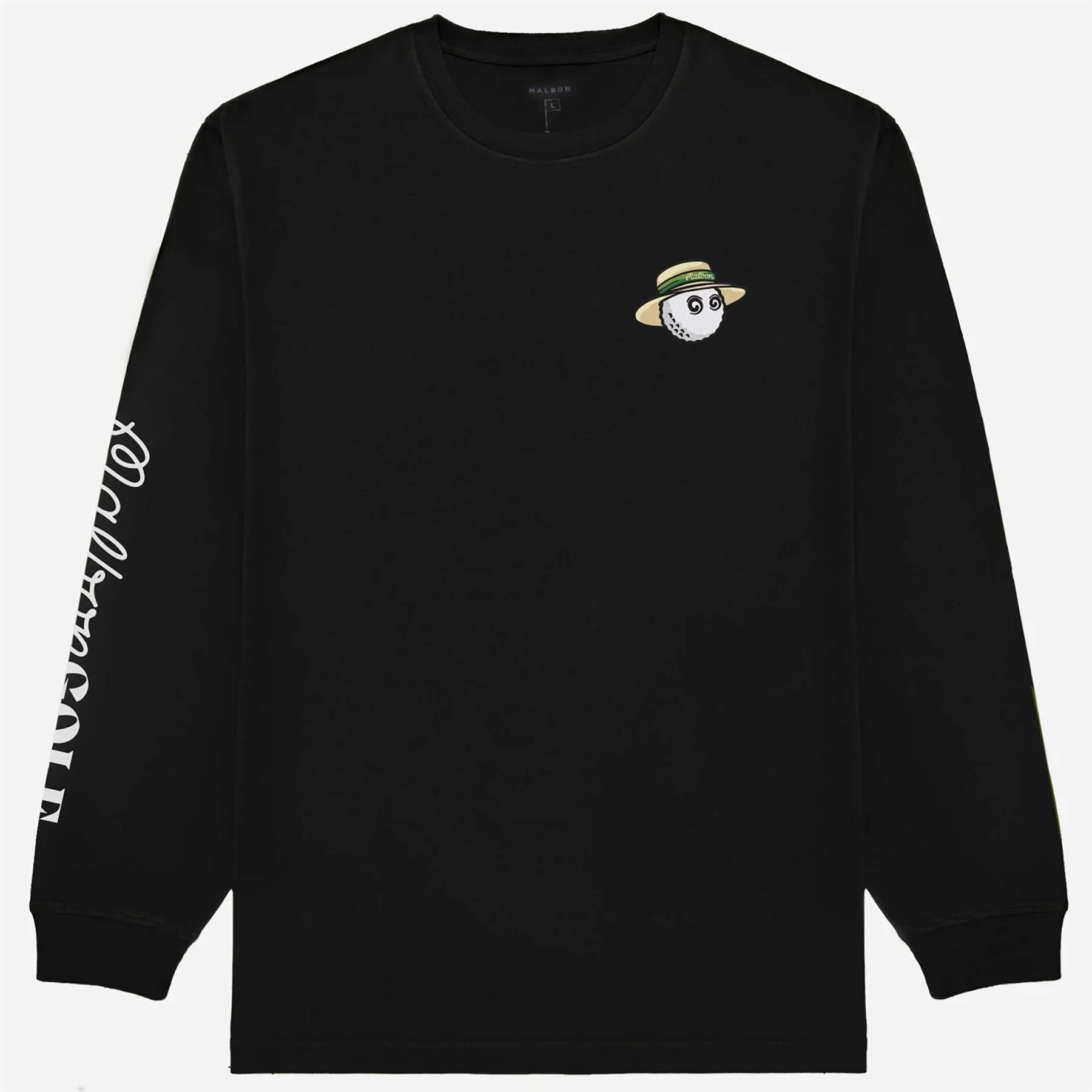 Marina LS T-Shirt Black Malbon Men's Golf Lifestyle Wear
