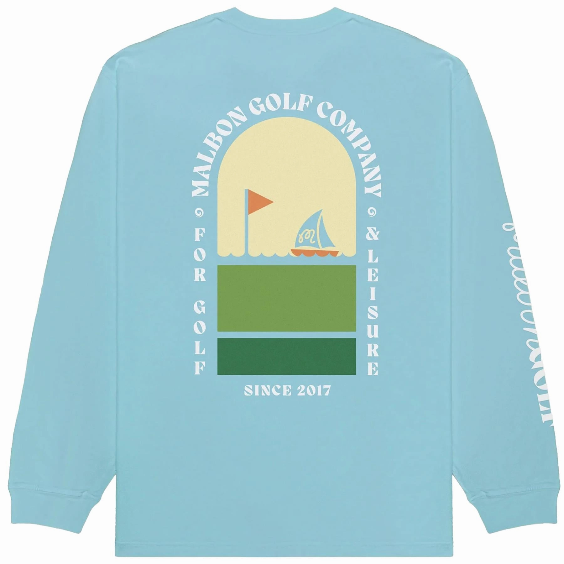 Marina LS T-Shirt Light Blue Malbon Men's Golf Lifestyle Wear