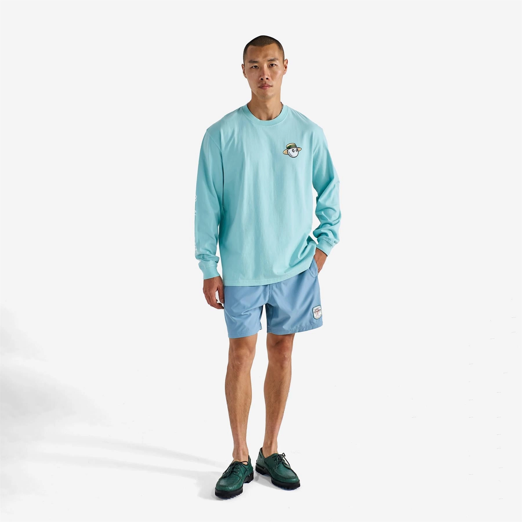 Marina LS T-Shirt Light Blue Malbon Men's Golf Lifestyle Wear