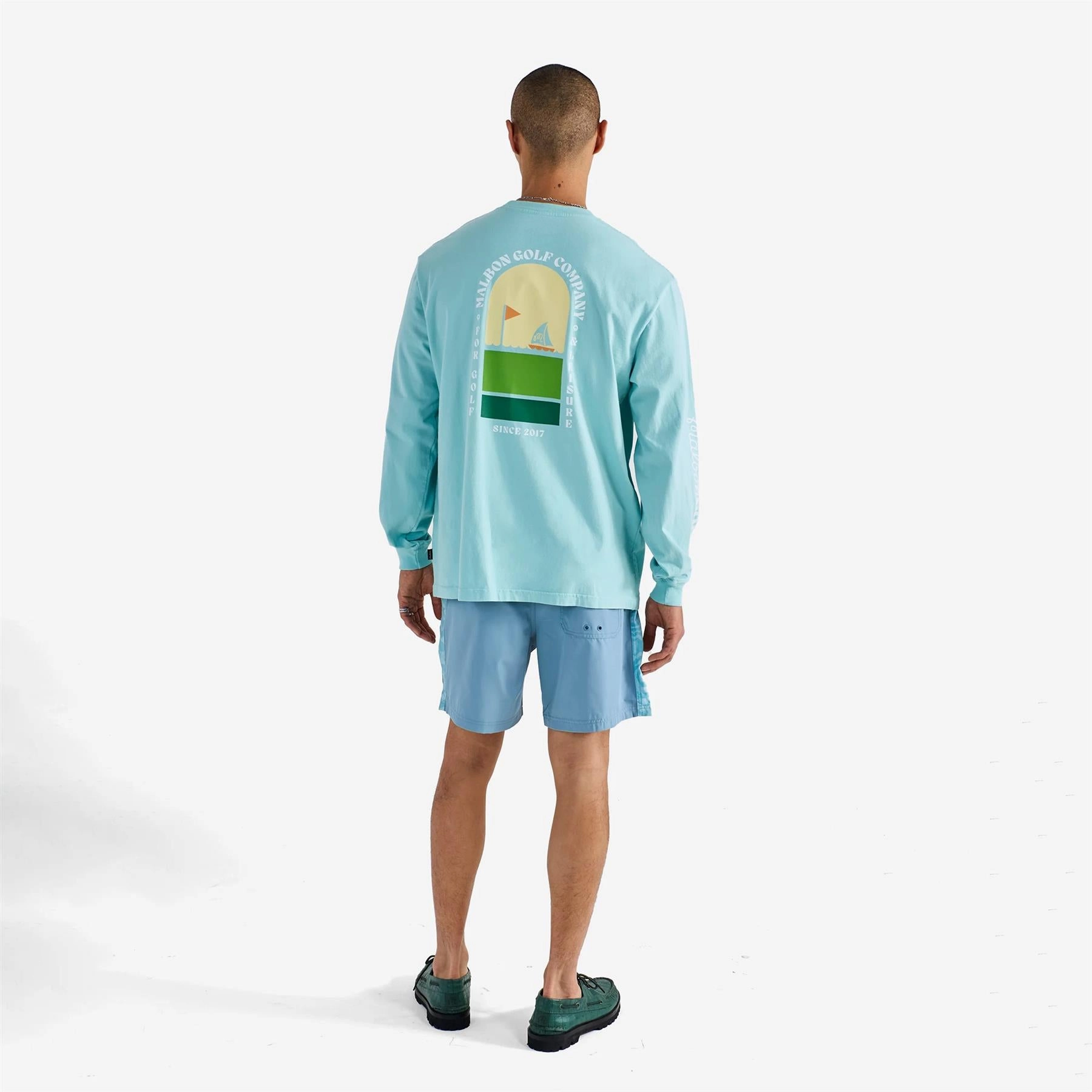 Marina LS T-Shirt Light Blue Malbon mens golf lifestyle wear
