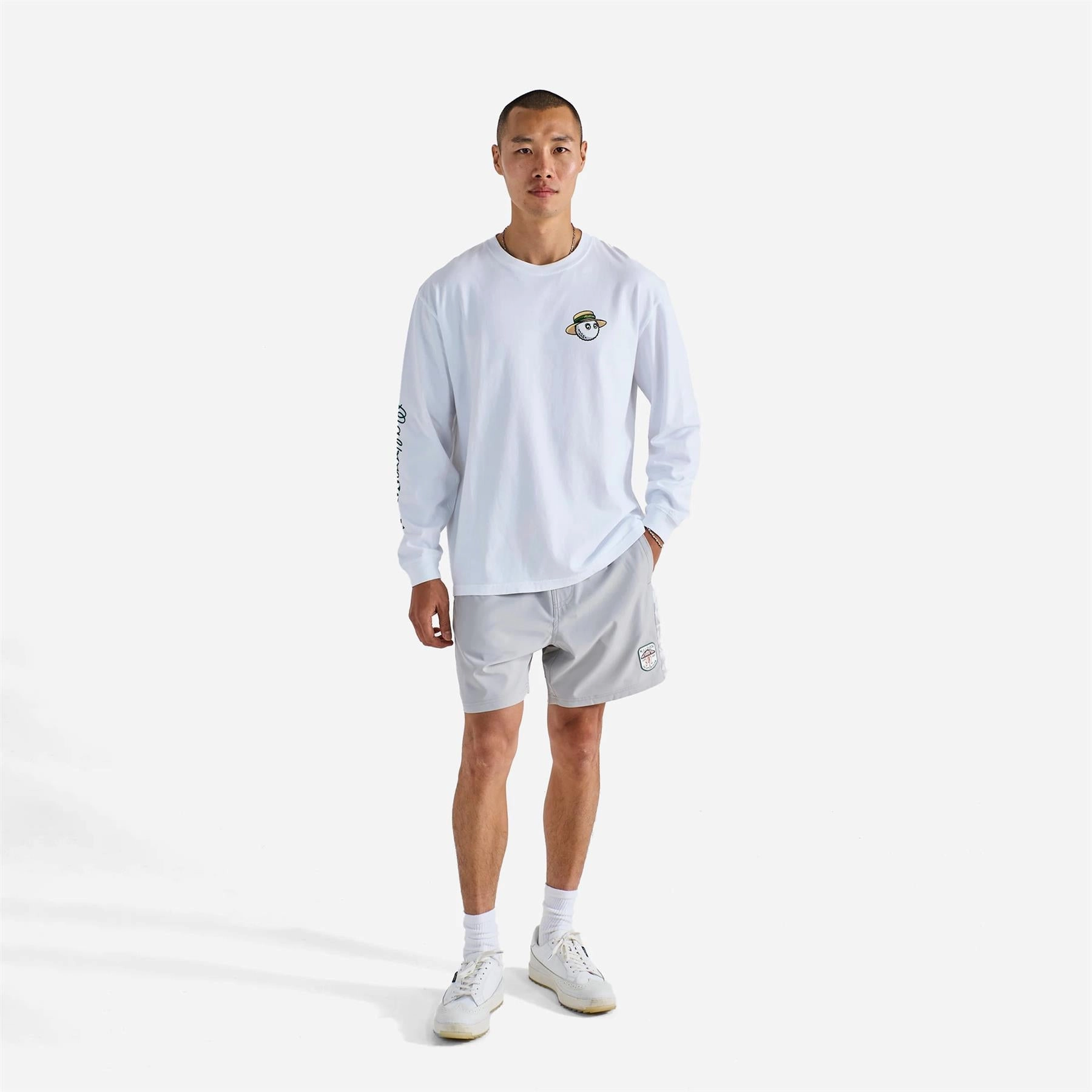 Marina LS T-Shirt White Malbon Men's Golf Lifestyle Wear