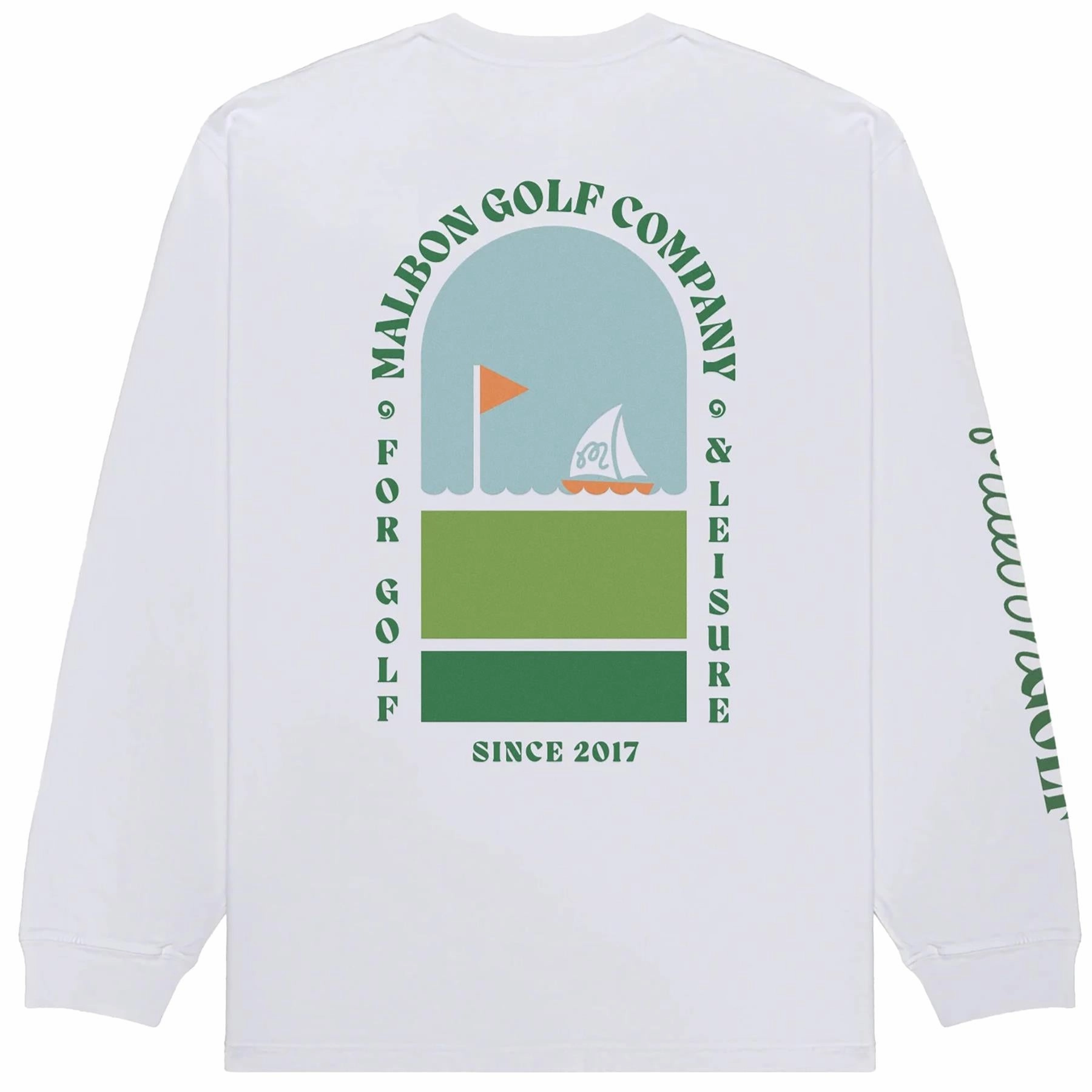 Marina LS T-Shirt White Malbon Men's Golf Lifestyle Wear