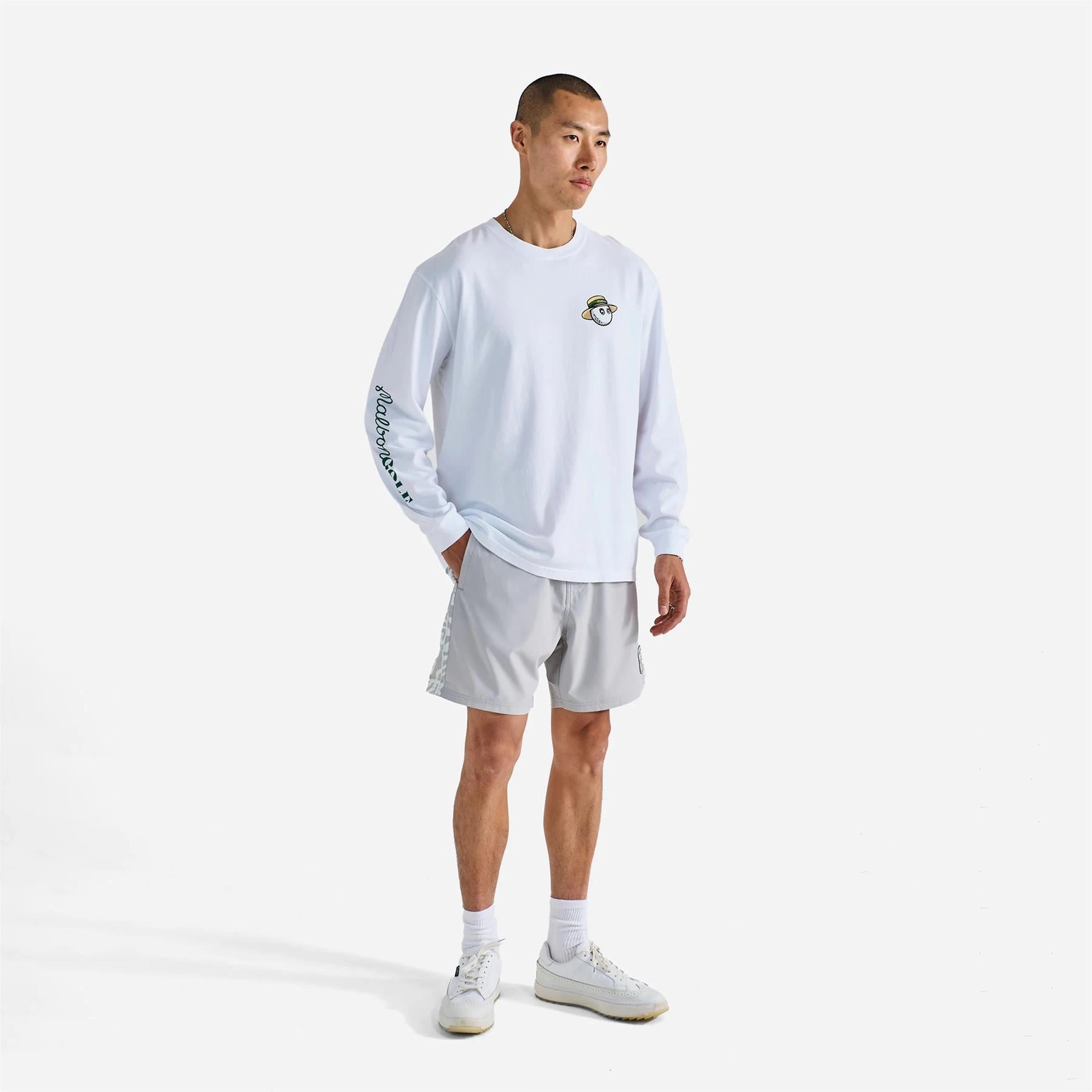 Marina LS T-Shirt White Malbon Men's Golf Lifestyle Wear