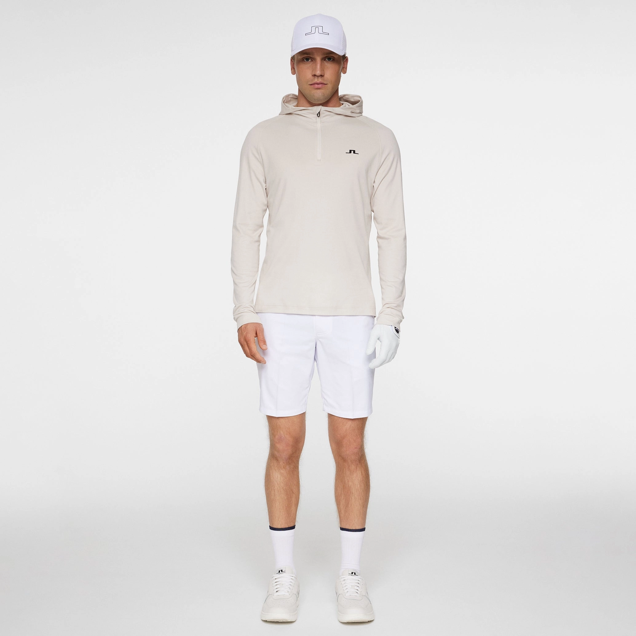 Mario Quarter Zip Hoodie Moonbeam J.Lindeberg Golfwear for Men