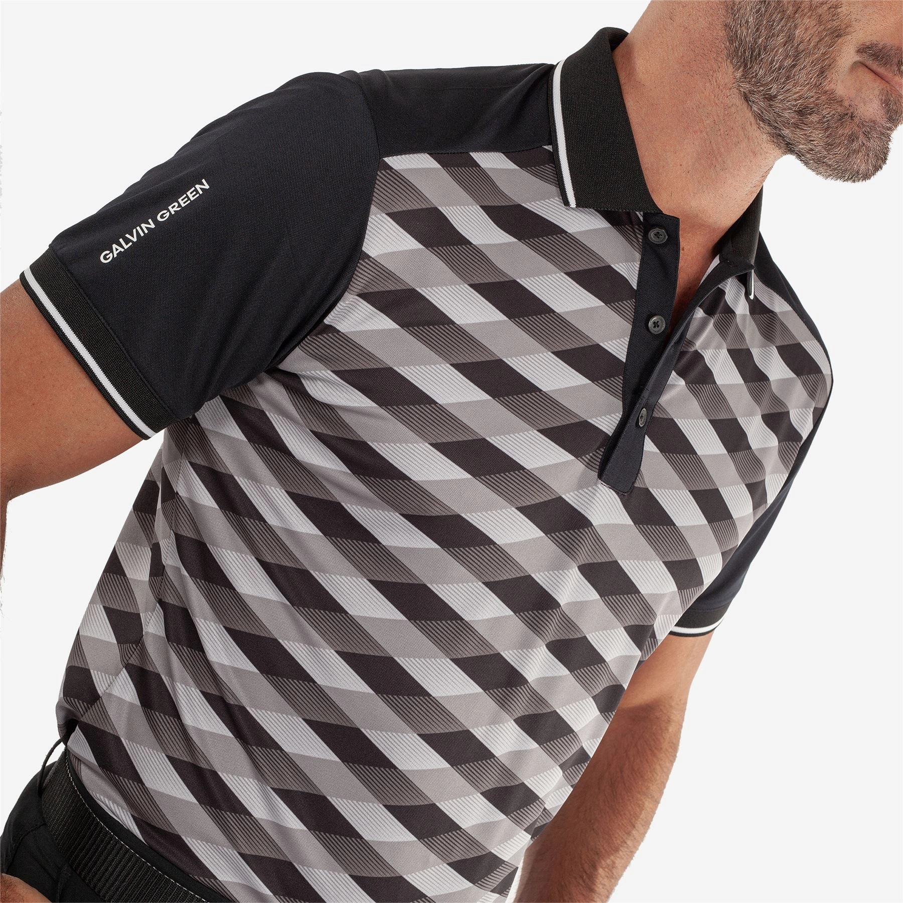 Marlon VENTIL8  Polo Black/Sharkskin Galvin Green Men's Apparel