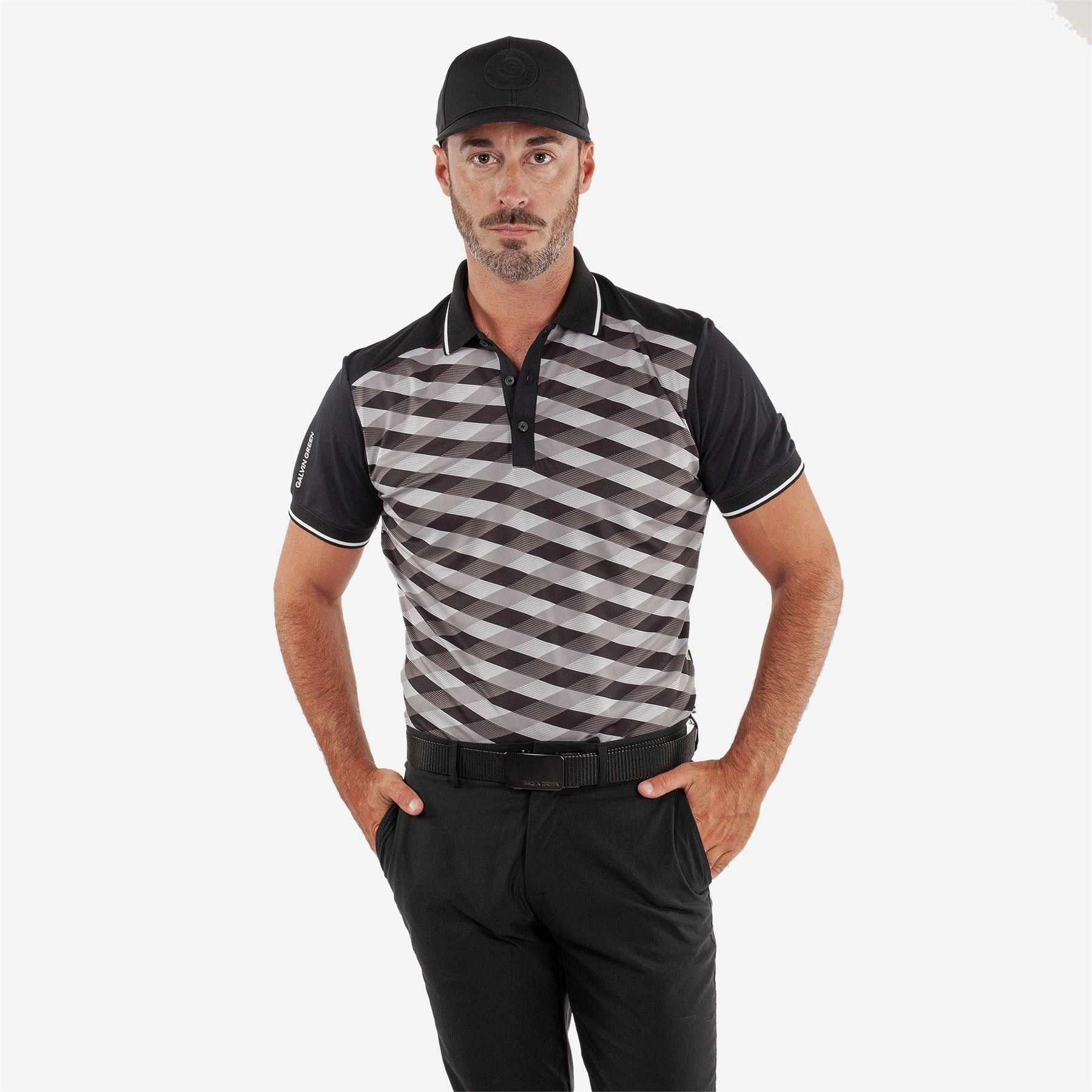 Marlon VENTIL8  Polo Black/Sharkskin Galvin Green Men's Apparel