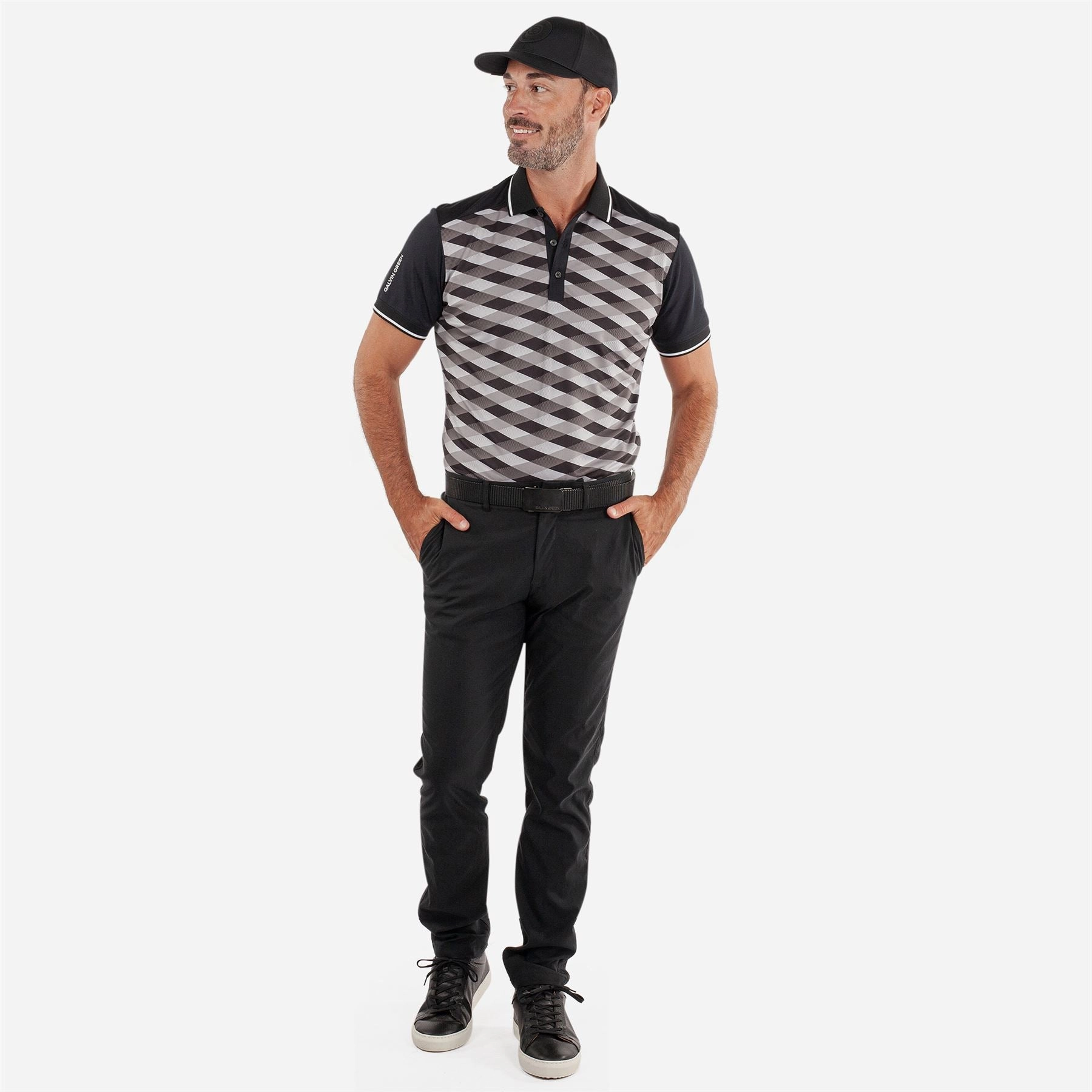 Marlon VENTIL8  Polo Black/Sharkskin Galvin Green Men's Apparel