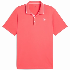 MATTR Elevated Solid Polo Peach Frost Puma men's athletic clothing