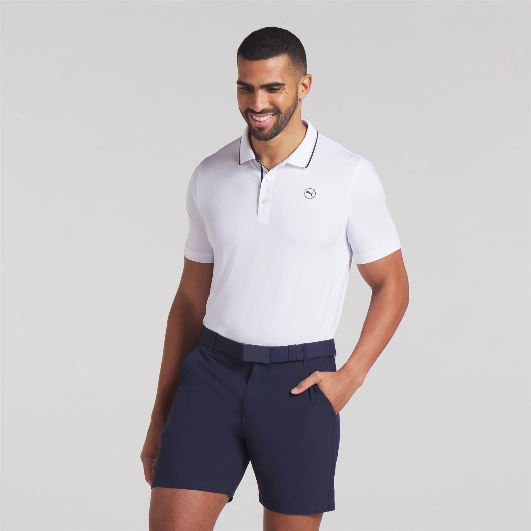 MATTR Elevated Solid Polo White Glow Puma men's athletic clothing