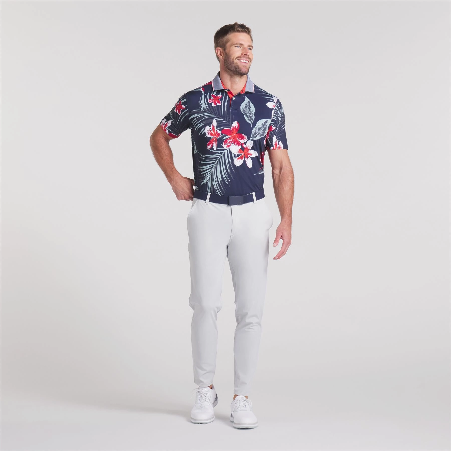 MATTR Luau Polo Deep Navy/Red Fire Puma Men's Sportswear