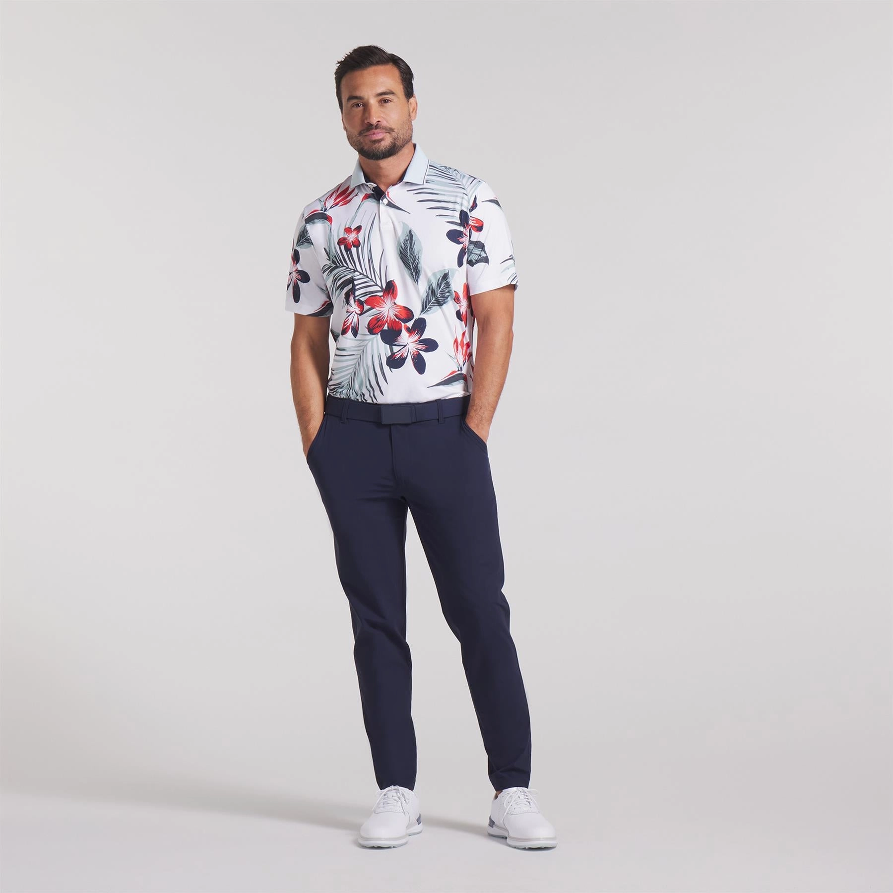 MATTR Luau Polo White Glow/Red Fire Puma Men's Sportswear