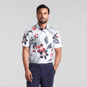 MATTR Luau Polo White Glow/Red Fire Puma men's athletic clothing