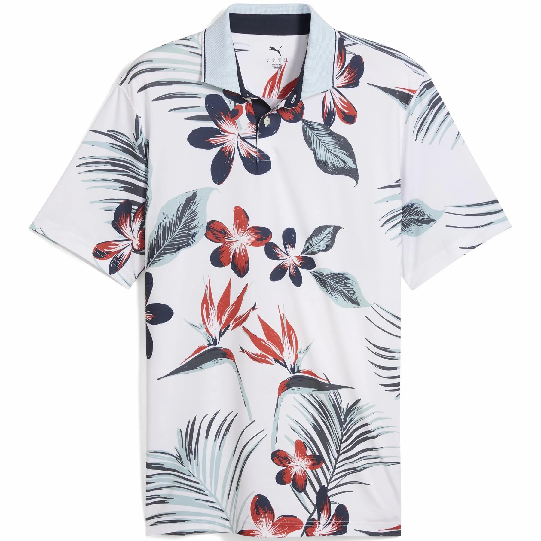 MATTR Luau Polo White Glow/Red Fire Puma Men's Sportswear