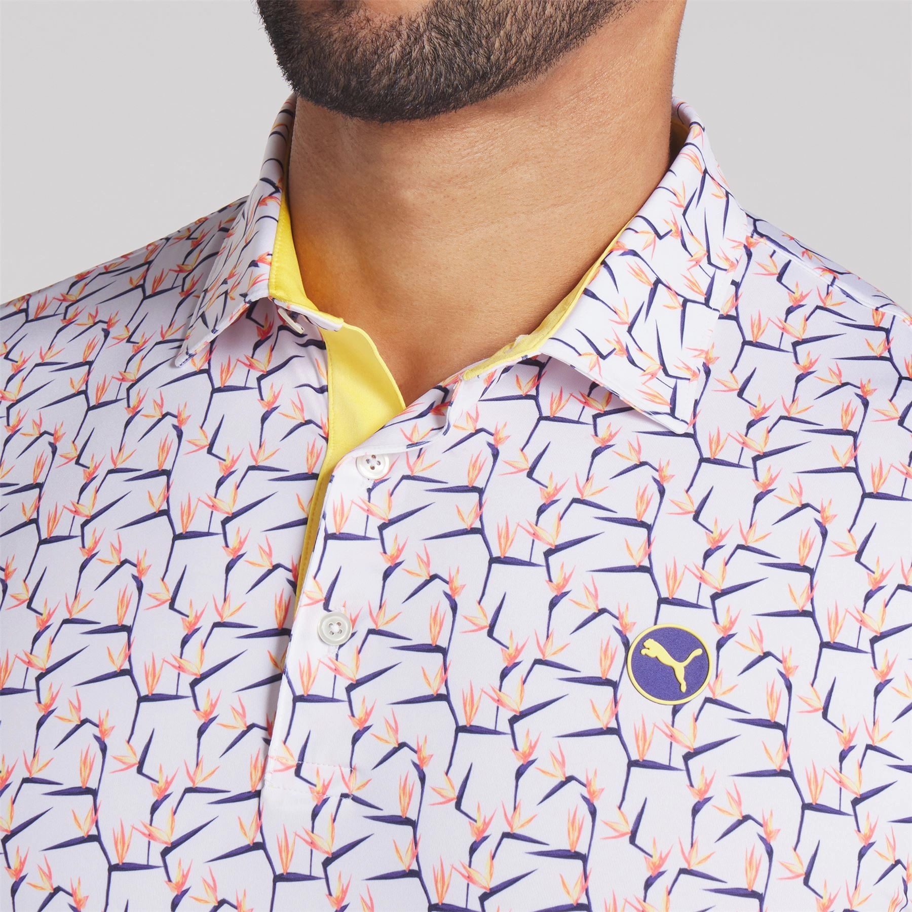 MATTR Paradise Polo White Glow/Sunny Yellow Puma Men's Sportswear