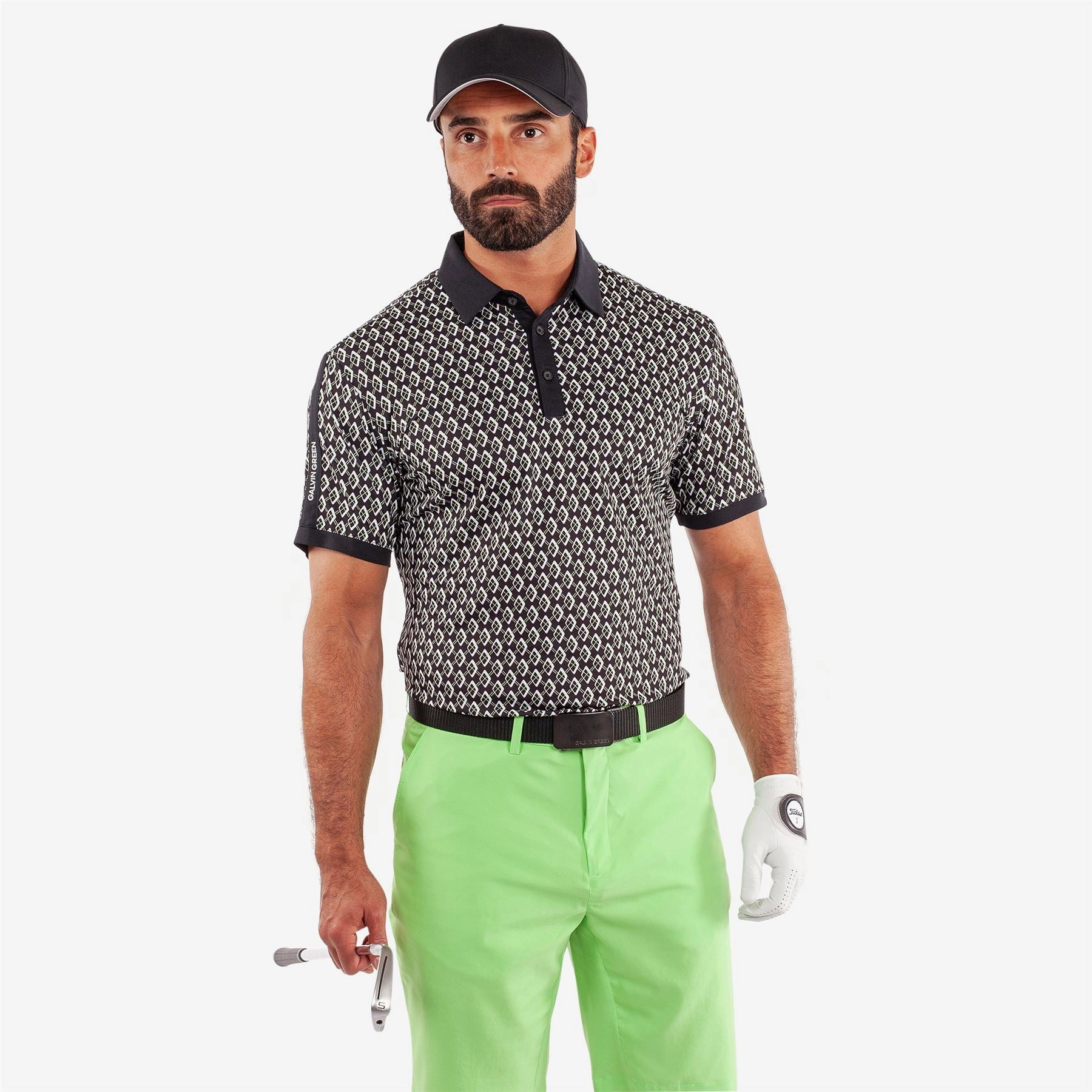 Maxwell VENTIL8  Polo Black/Fresh Green Galvin Green Men's Apparel