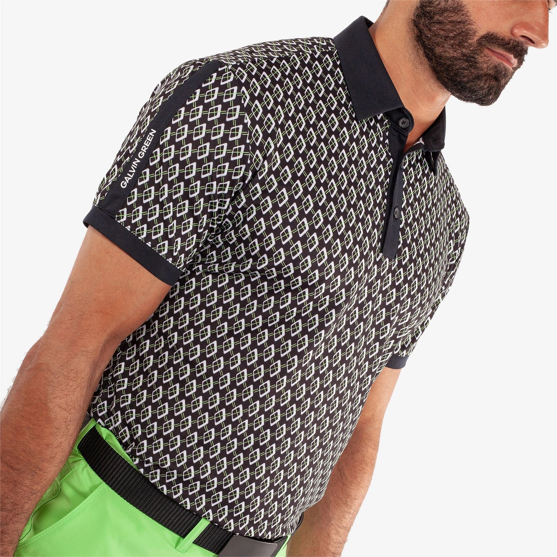 Maxwell VENTIL8  Polo Black/Fresh Green Galvin Green Men's Apparel
