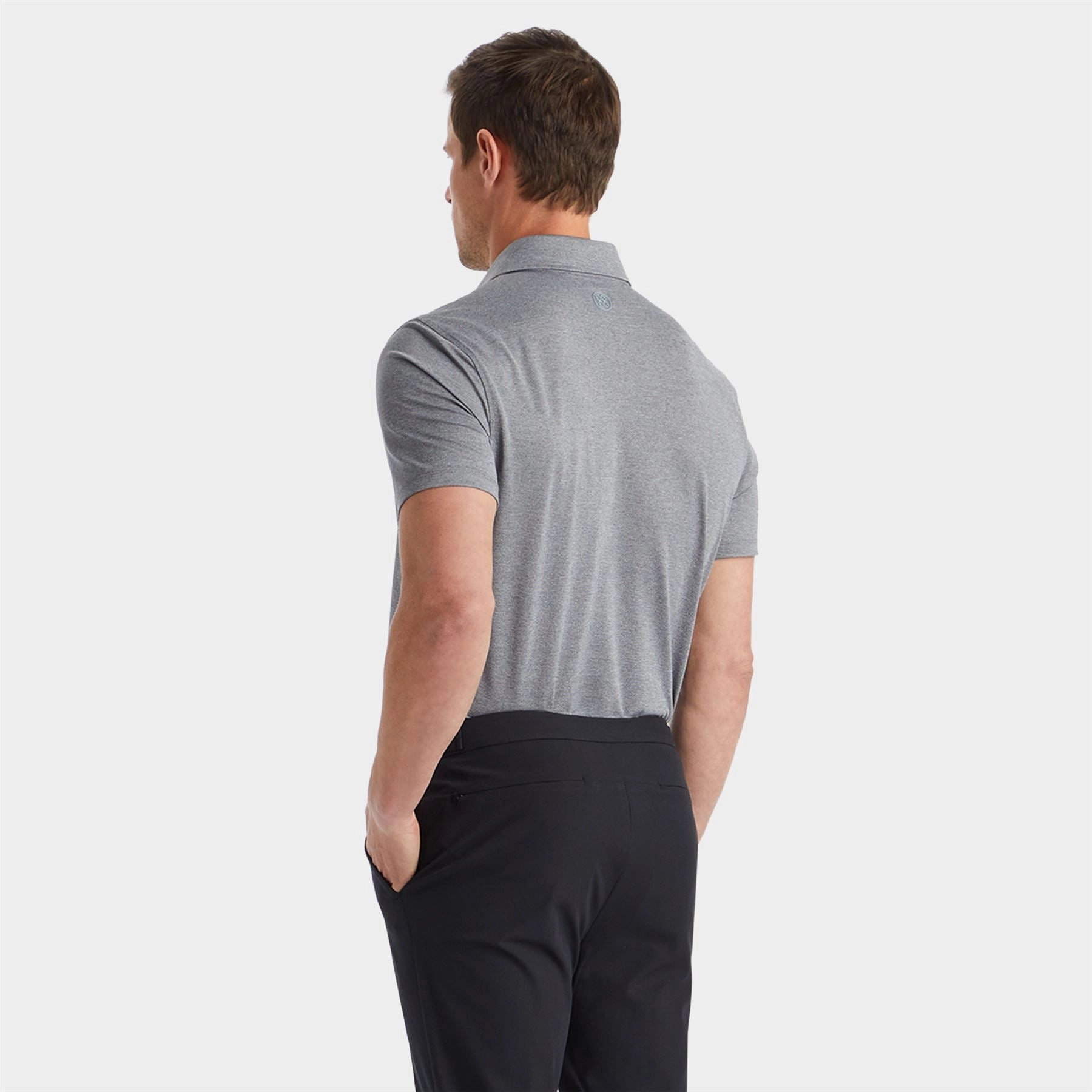 Melange Rib Gusset Tech Pique Embroidered Polo Heather Grey G/Fore Men's Fashion
