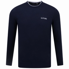 Merino Wool Blend Embroidered Tailored Fit Jumper Twilight G/Fore men's golf fashion